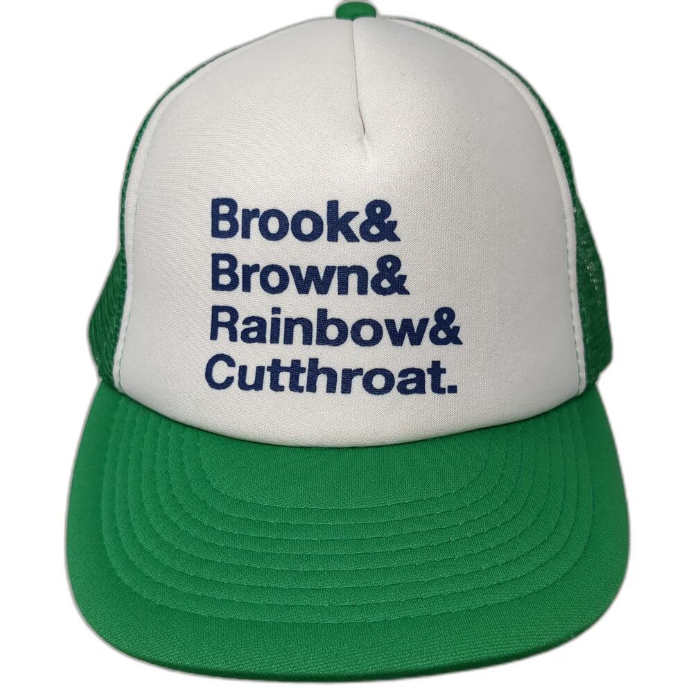 Otto Trucker Hat Green White One Size Fishing Brook Brown Rainbow Cutthroat Snap